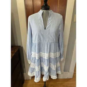 Sail to Sable x Style Charade Blue he Striped Lace‎ Trim Dress NWT Size S jp